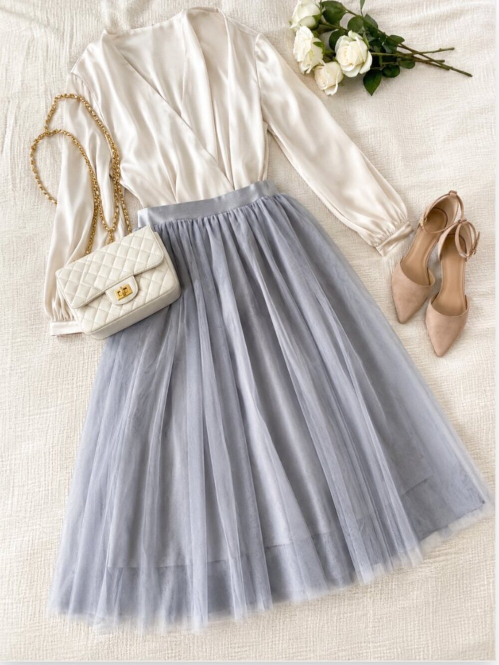 Cynthia Rowley Gray Tulle Midi Skirt – Size 6